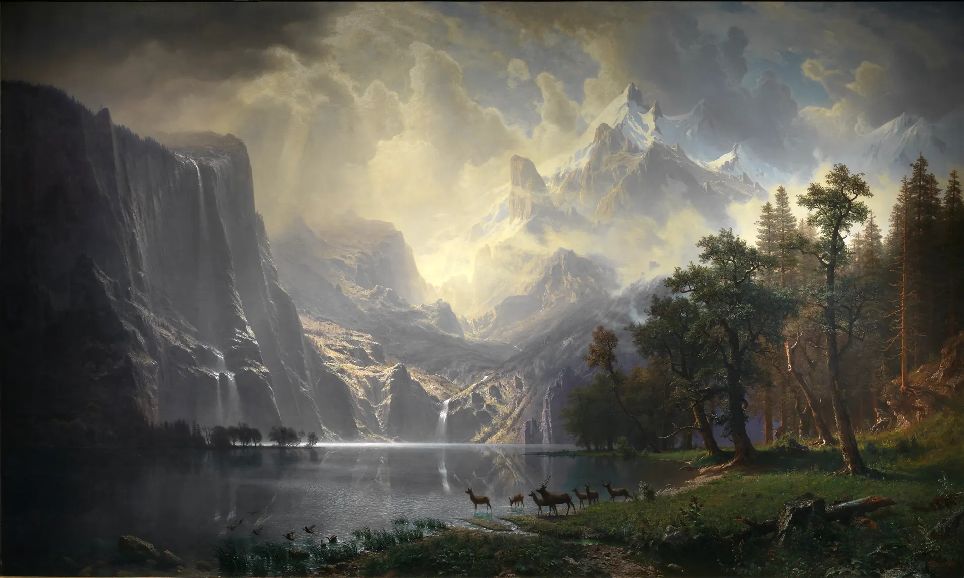 Among the Sierra Nevada, California, by Albert Bierstadt, 1868, rendered as a digital print.